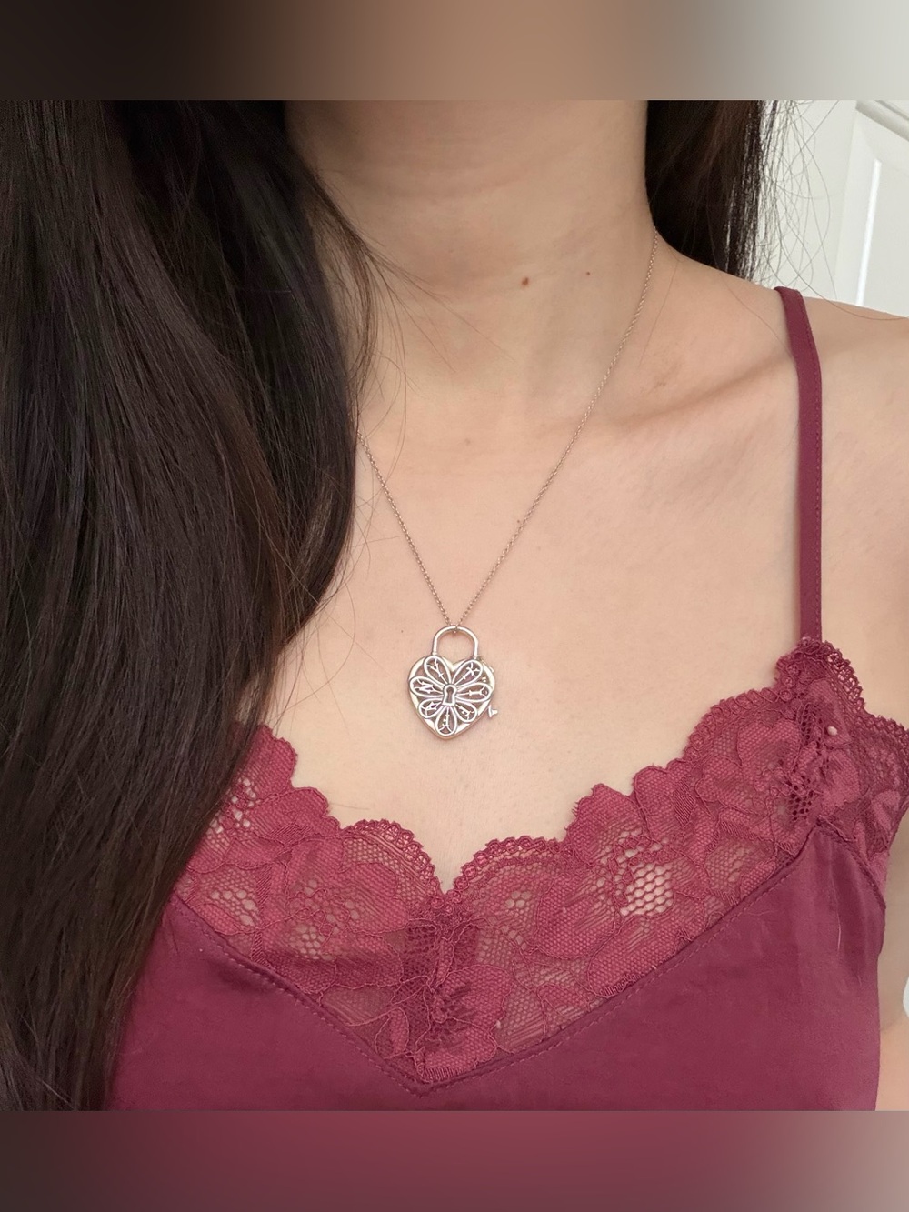 Tiffany & Co. 18” medium enchant filigree heart w key necklace sterling silver - Picture 12 of 12